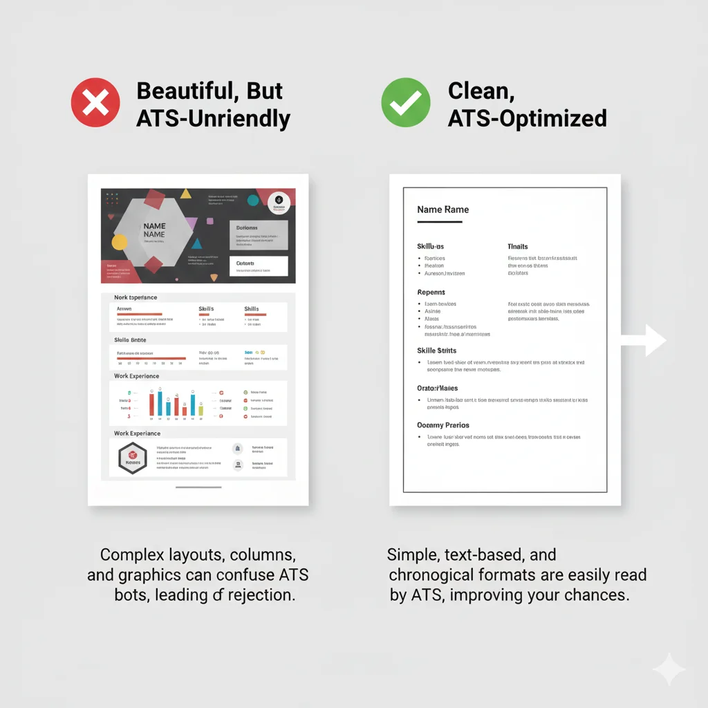 Creative vs ATS-friendly resume comparison
